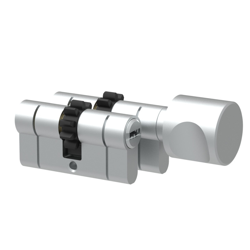 Komplet wkładek Łucznik BP Plus 30-40 gałka MF1 od 40 satyna zębatka (4 klucze)