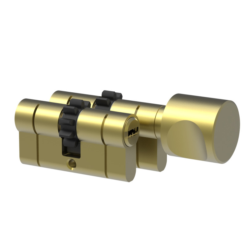 Komplet wkładek Łucznik BP Plus 35-40 gałka M5 od 40 mosiądz zębatka (4 klucze)