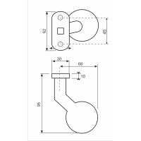 GAŁKA ODGIĘTA OBROTOWA P-POŻ. 262 OV CZARNA